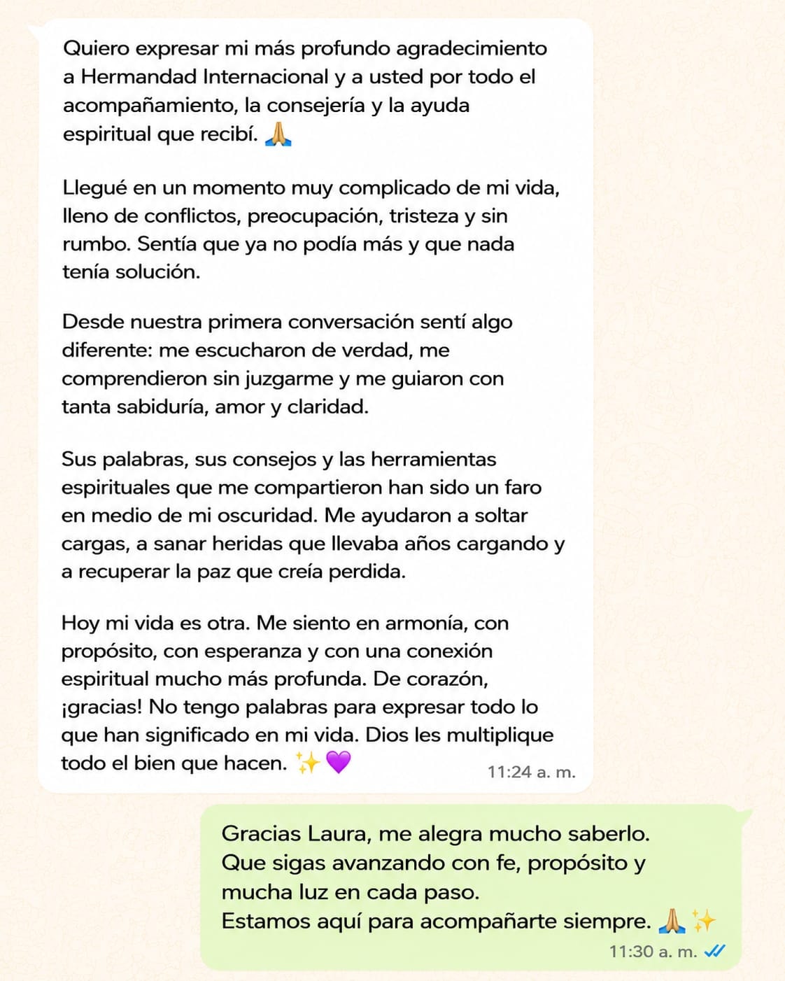 Testimonio 2 — Hermandad Internacional