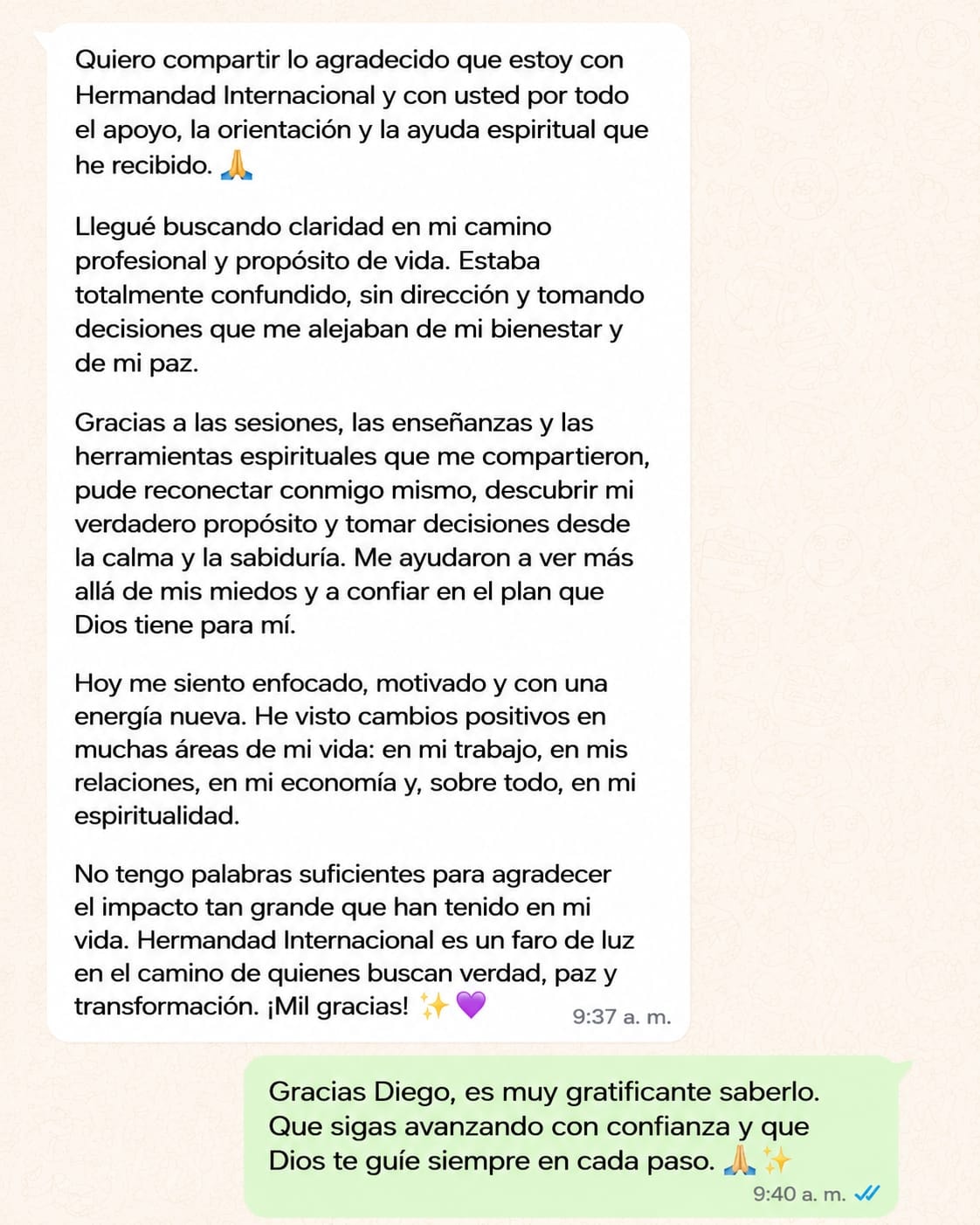 Testimonio 3 — Hermandad Internacional